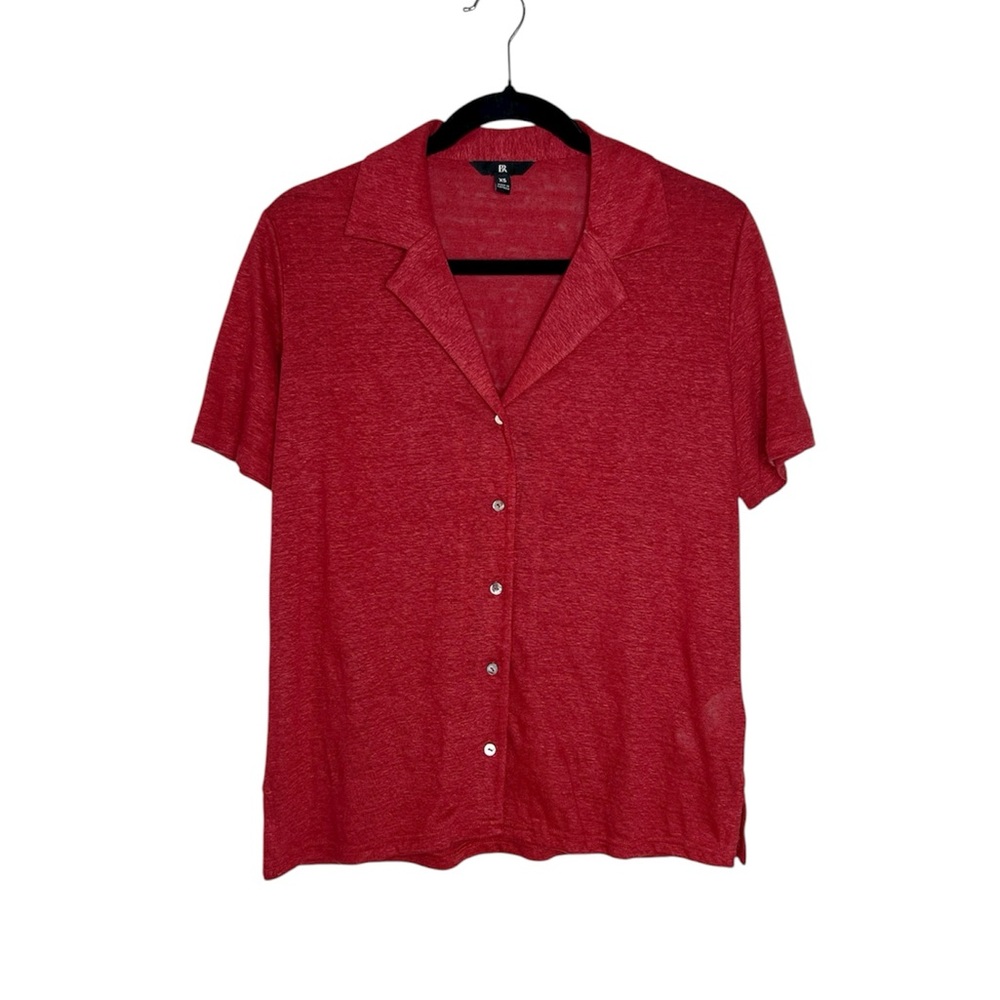Banana Republic Elevated Linen Resort Short Sleeve Top in burnt rust size XS